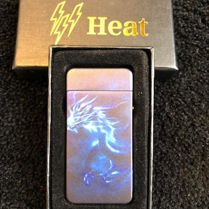 Double Arch Rechargeable USB Electric Pulse Plasma Lighter Gift Boxed Water Dragon Print