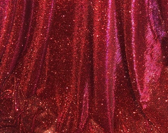 1 MTR Red Sparkly Glitter Stretch Moonlight Fabric 58”wide Dress Backdrop