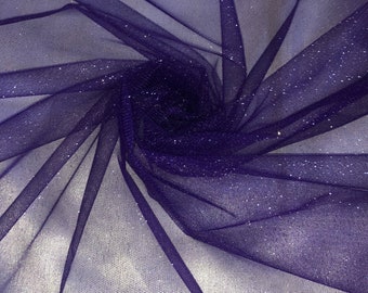 1 Meter Purple Glitter Tulle Fabric 58” Wide Dress Bridal Decorations