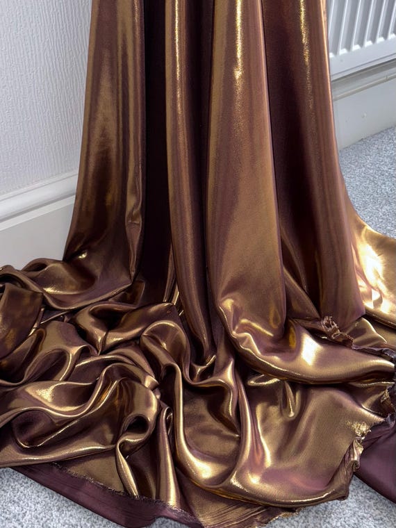 1 Meter Brown Gold Wet Look Shimmer Satin Fabric Bridal Dress Evening 58  Wide - Etsy