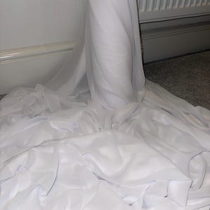 White Georgette Chiffon Fabric 58” Wide Semi Transparent Dress Bridal Scarf By the Meter