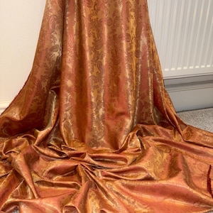 1 Meter Red/Gold Two Tone Self Print Paisley Jacquard Fabric 58” Wide Lining Dress Upholstery