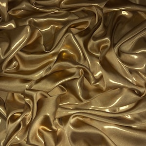 1 Meter Shiny Gold Wet Look Shimmer Satin Fabric Bridal Dress Evening 58” Wide