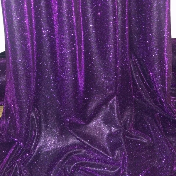 1 MTR Purple Sparkly Glitter Stretch Moonlight Fabric 58”wid Dress Backdrop Decorations