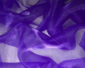 Tela de organza de cristal morado de 1 metro de largo y 58 pulgadas de ancho para vestidos, decoraciones nupciales y velos.