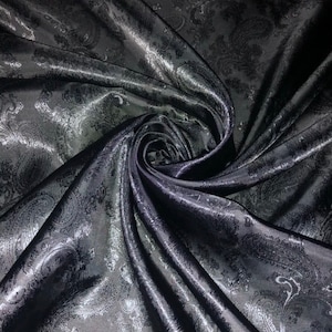 1 Meter Black Self Print Paisley Jacquard Fabric 58” Wide Lining Dress Upholstery