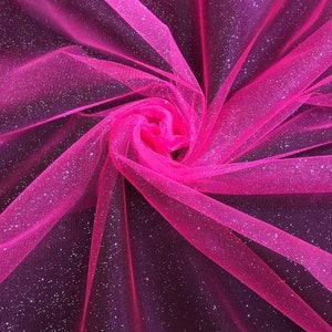 1 Meter Sparkly Hot Pink Glitter Tulle Fabric 50” Wide Dress Bridal Decorations