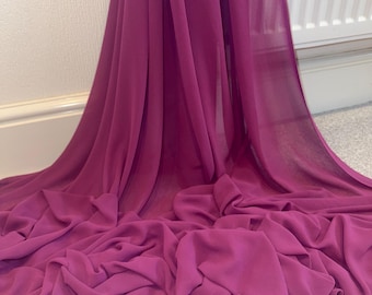 Tela de gasa georgette morada, 147 cm de ancho, semitransparente, para vestido de novia, por metro