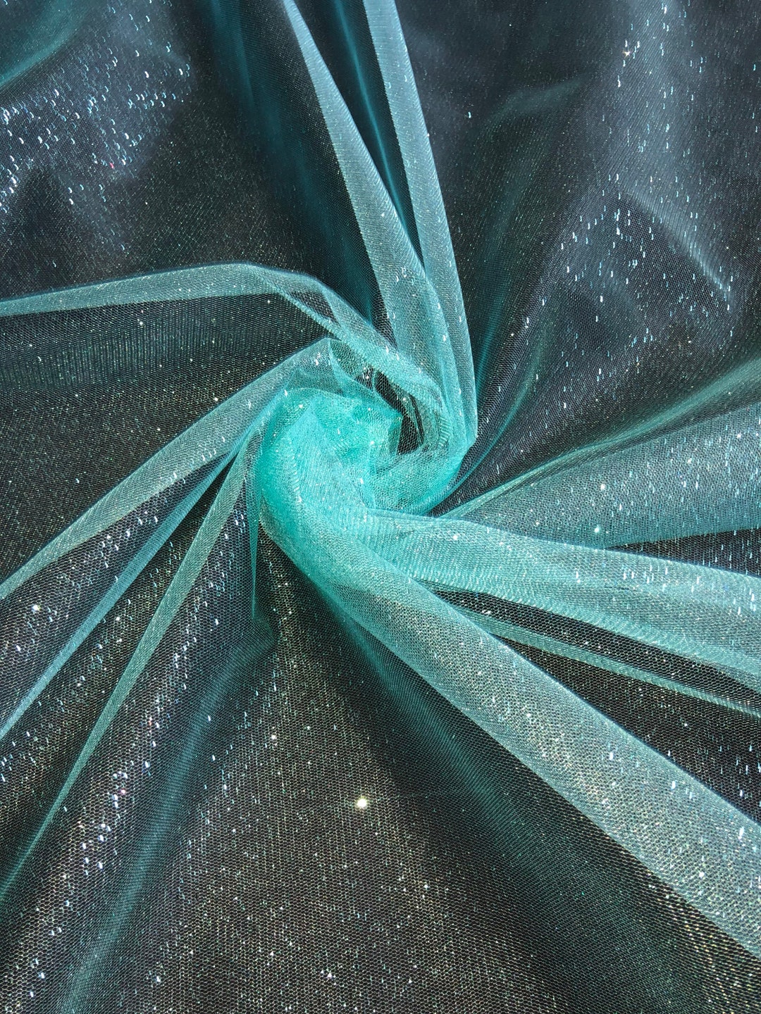 1 Meter Sea Green Glitter Tulle Fabric 58 Wide Dress Bridal Decorations