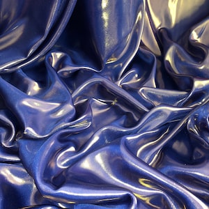 1 Meter Shiny Blue/Gold Wet Look Shimmer Satin Fabric Bridal Dress Evening 58” Wide