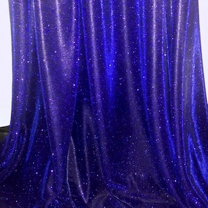1 MTR Royal Blue Sparkly Glitter Stretch Moonlight Fabric 58”wid Dress Backdrop Decorations