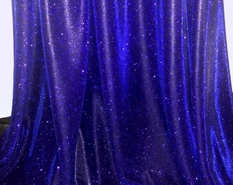 1 MTR Royal Blue Sparkly Glitter Stretch Moonlight Fabric 58”wid Dress Backdrop Decorations