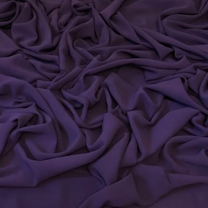 Cadbury Purple Georgette Chiffon Fabric 58” Wide Semi Transparent Dress Bridal Scarf By the Meter