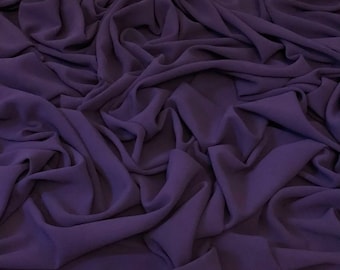 Cadbury Purple Georgette Chiffon Fabric 58” Wide Semi Transparent Dress Bridal Scarf By the Meter