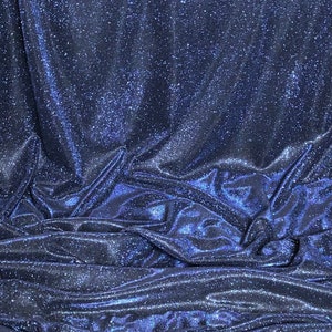 1 MTR Navy Blue Sparkly Glitter Stretch Moonlight Fabric 58”wide Dress Backdrop Decorations