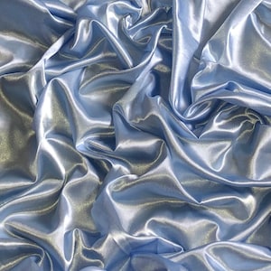 Sky Blue Shiny Crepe Back Satin  Fabric 58” wide Dress Bridal Lining Crafts Wedding Prom by the meter