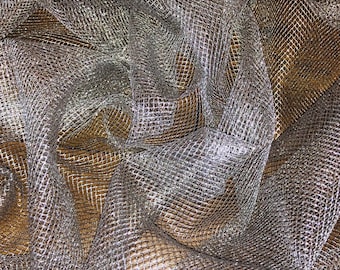 1 Meter Silver Sparkly Metallic Fish Net Chain Mail Mesh