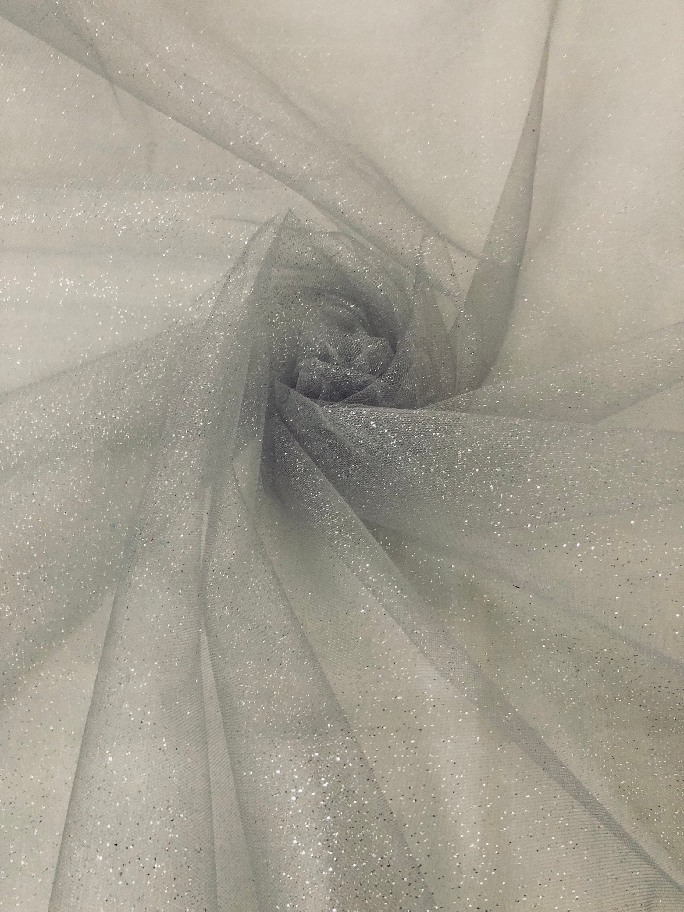 1 Meter Silver Glitter Tulle Fabric 58” Wide Dress Bridal Decorations
