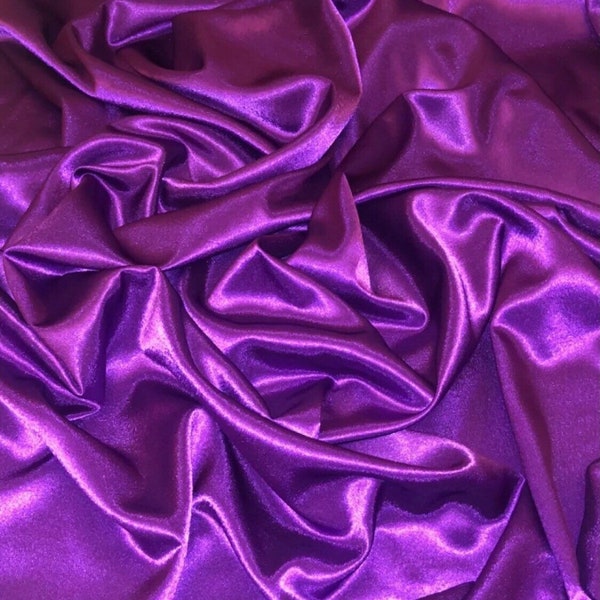 Dos en crêpe violet Satin brillant tissu 58" de large robe doublure de mariée artisanat bal de mariage au mètre