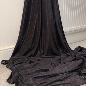 1 MTR Jet Black Sparkly Glitter Stretch Moonlight Fabric 58”wid Dress Backdrop Decorations