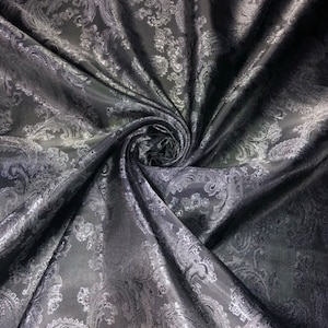 1 Meter Silver Grey Self Print Paisley Jacquard Fabric 58” Wide Lining Dress Upholstery