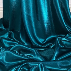 Teal Blue Shiny Crepe Back Satin  Fabric 58” wide Dress Bridal Lining Crafts Wedding Prom by the meter