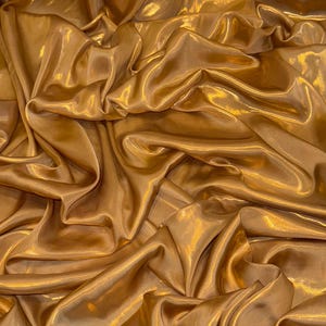 1 Meter Shiny Shiny Gold Wet Look Shimmer Satin Fabric 58” Wide Bridal,Dressmaking