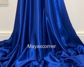 1 Meter Royal Blue Shiny Crepe Back Satin Fabric 58” Wide Dressmaking,Bridal