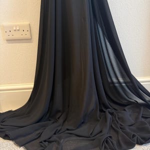 Tela de gasa georgette negra, 147 cm de ancho, semitransparente, para vestido de novia, por metro