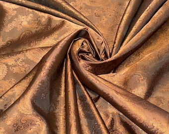 1 Meter Chocolate Brown Self Print Paisley Jacquard Fabric 58” Wide Lining Dress Upholstery