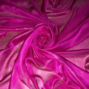 1 Meter Hot pink/Gold Shimmer Chiffon Fabric Bridal Dress Evening 58” Wide