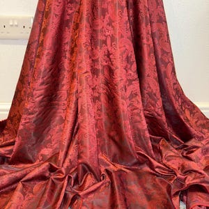 1 Meter Red/Black Self Print Paisley Jacquard Fabric 58” Wide Lining Dress Upholstery