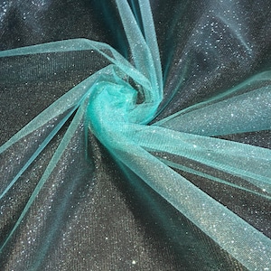 1 Meter Sea Green Glitter Tulle Fabric 58” Wide Dress Bridal Decorations