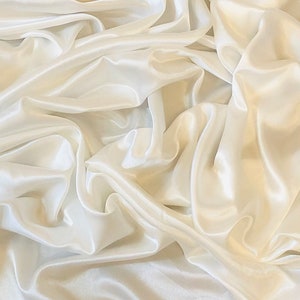 Ivory Shiny Crepe Back Satin  Fabric 58” wide Dress Bridal Lining Crafts Wedding Prom by the meter