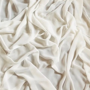 Ivory Georgette Chiffon Fabric 58” Wide Semi Transparent Dress Bridal Scarf By the Meter