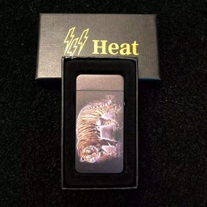 Double Arch Rechargeable USB Electric Pulse Plasma Metal Lighter Gift Boxed Dual Ark Lighter Tiger Print