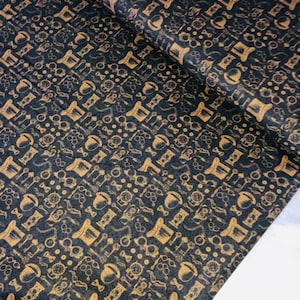 1 Meter Brown Steam Punk Clock Hats Print 100%Cotton Quilting fabric 45” wide