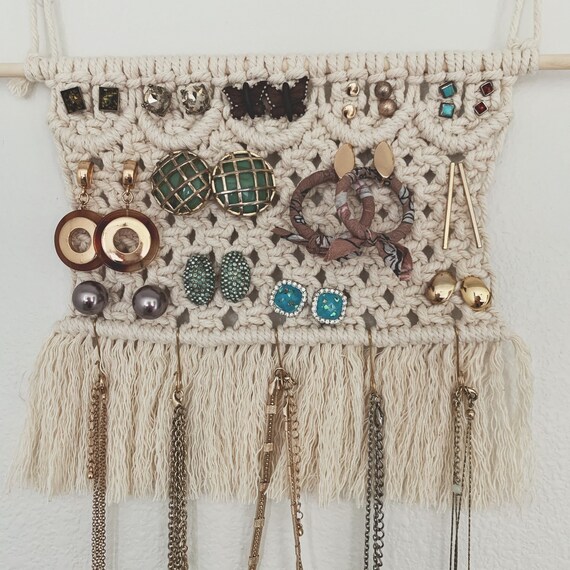 Macrame Earring and Necklaces Holder Macrame Jewelry Holder Etsy