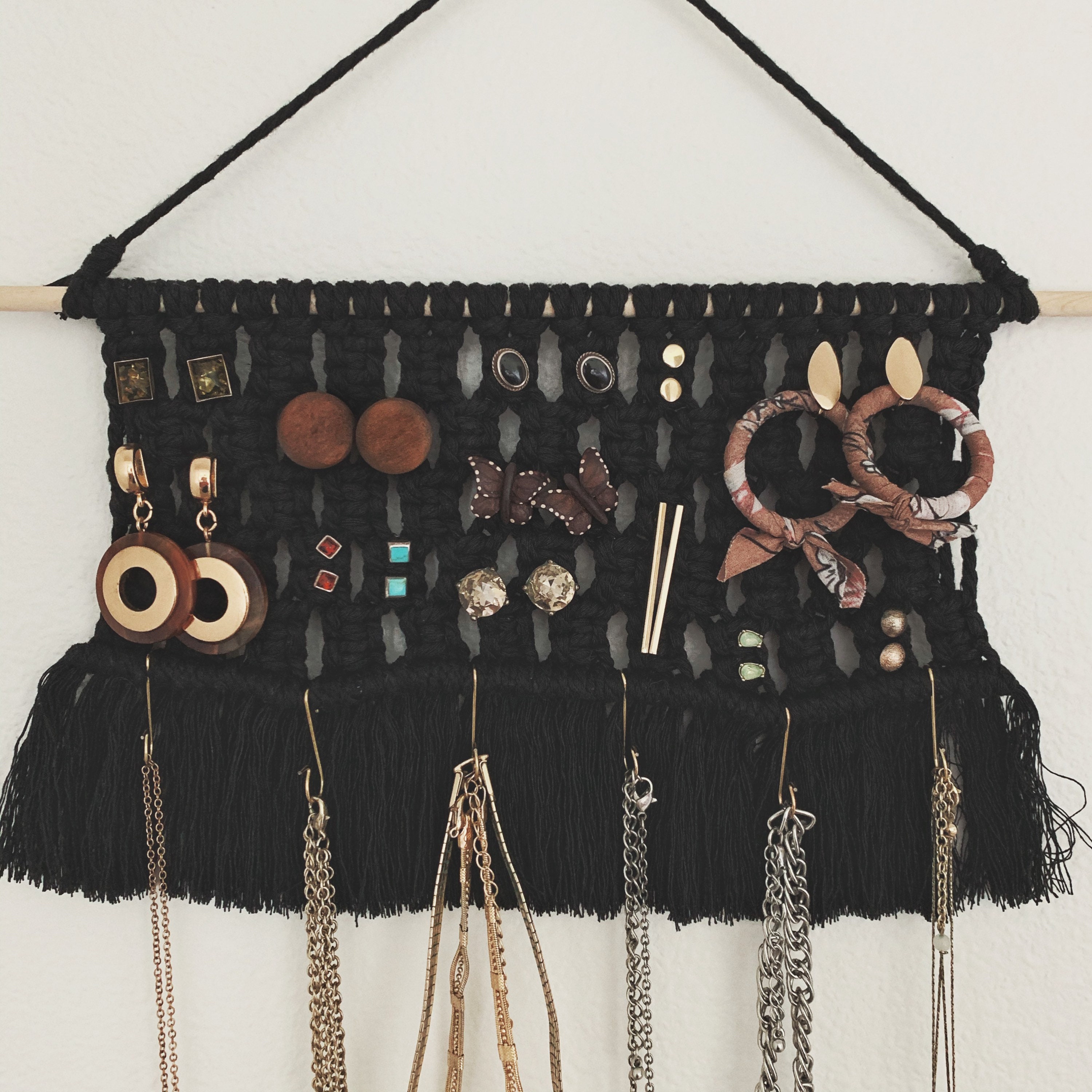 Macrame necklace and earring holder / necklace and earring Etsy