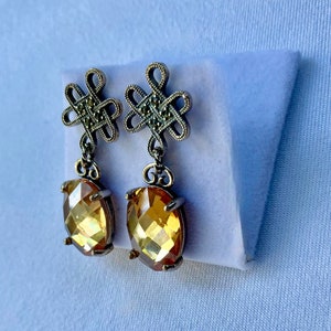 Yellow Topaz Celtic Chandelier Earrings