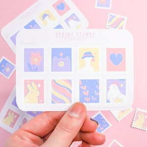 Spring Stamp Sticker Sheet | Cute Stationary | Spring Stickers | Matte Stickers | Deco Stickers | Planner Stickers | Happy Mail Stickers
