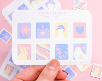 Spring Stamp Sticker Sheet | Cute Stationary | Spring Stickers | Matte Stickers | Deco Stickers | Planner Stickers | Happy Mail Stickers