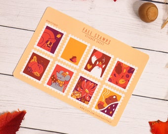 Fall Stamp Sticker Set | Stamp Stickers | Weatherproof | Fall Art | Fall Themed | Mouse Sticker | Fox Sticker | Fall Leaves | Mail Art