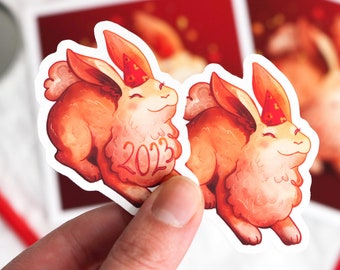 Rabbit Sticker | Chinese New Year | Year of the Rabbit | Cute Rabbit Art | Weatherproof Sticker | Bunny Art | 2023 Lunar New Year | Kawaii