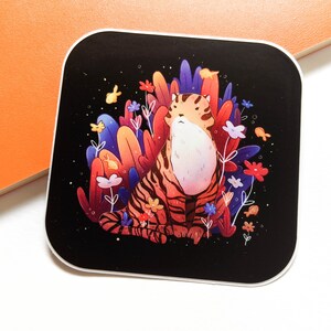 Tiger and Goldfish Sticker | Tiger Sticker | Goldfish Sticker | Vinyl Sticker | Cute Art | Weatherproof Sticker | Waterproof Sticker | Cat