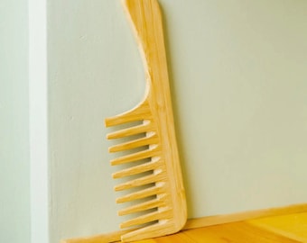 Bamboo Detangling Wide Comb | Hair Care | Natural | Long Handle | All Hair Types | Compostable | Plastic Free | Zero Waste |