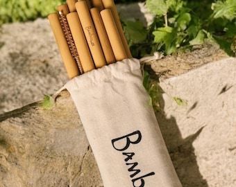 Reusable Bamboo Drinking Straws Set | Natural, Eco-Friendly, Compostable (10 Straws)