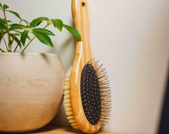 Bamboo Dog Brush for All Coats | Sustainable | Natural Bristles | Pet Care | Pet Brush | Pet Grooming and Detangling Brush