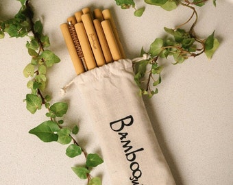 10 Reusable Bamboo Drinking Straws, Zero Waste, Sustainable, Compostable, Earth Friendly