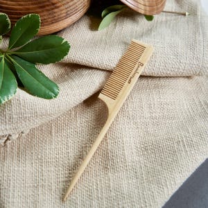 Bamboo Rattail Comb for Hair Parting | Eco-Friendly Travel Comb | Natural Pin Tail Comb for Styling & Sectioning